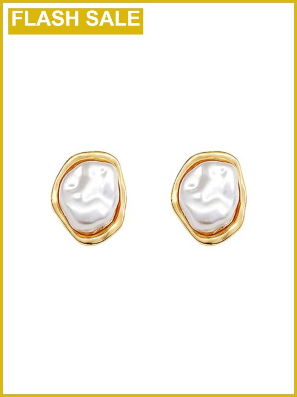 Baroque Pearl Stud Earrings 14k Gold Plated Wedding Bridal Statement Women